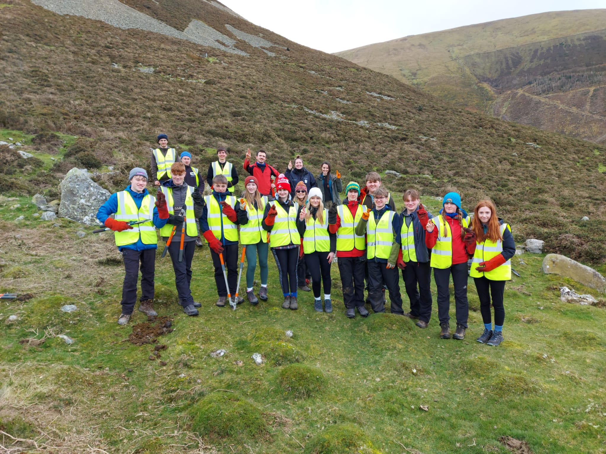 Students from Ysgol Dyffryn Conwy in the Carneddau