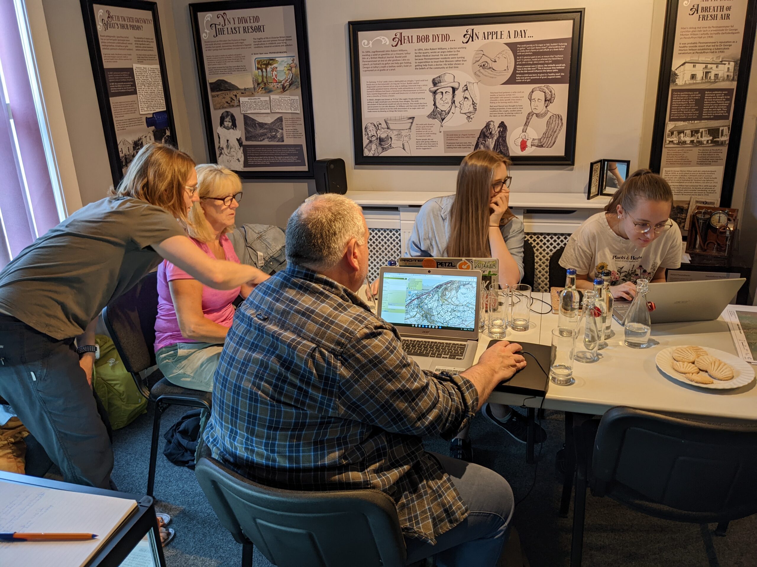 Volunteers taking part in Lidar Training at Penmaenmawr Museum
