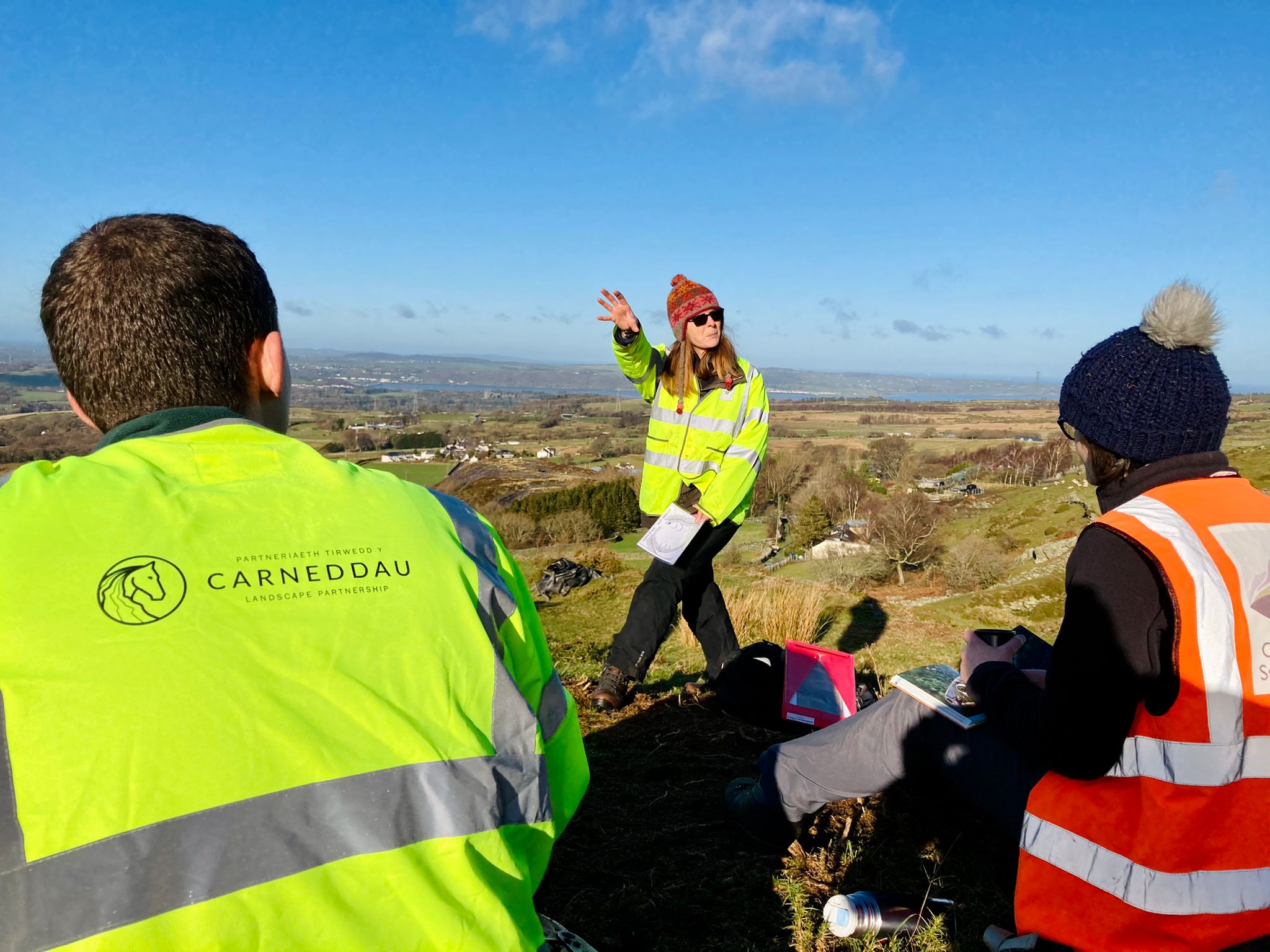 Gorse clearance event with volunteers on Moel Faban